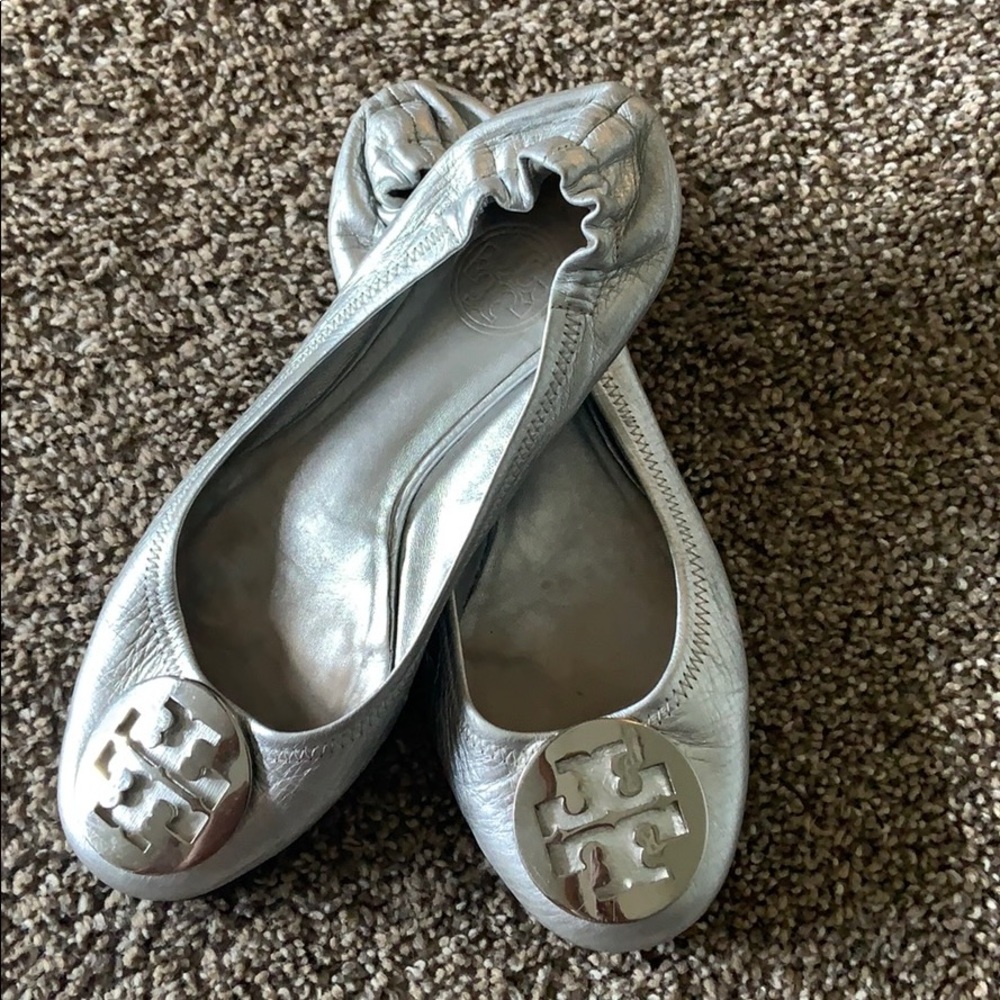 Silver Tory Burch flats